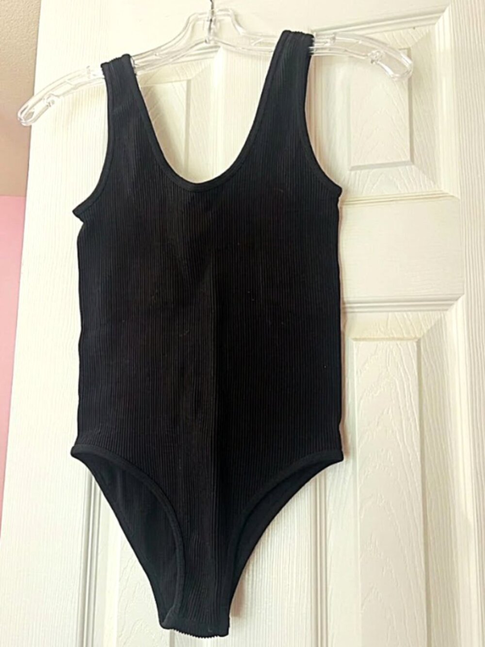 Zara Black Ribbed Scoop Neck Bodysuit | Size M/L